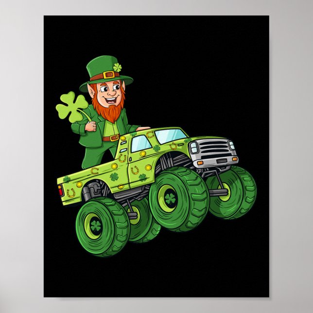 Poster Dia de São Patrício Leprechaun Monster Truck (Frente)