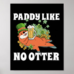 Poster Dia de São Patrício Leprechaun Sortudo Lontra Padd