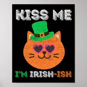 Poster Dia de São Patrício me beija Eu sou Ginger Cat Irl