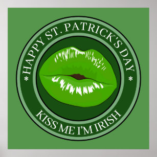 Poster Dia de São Patrício me beije sou irlandês
