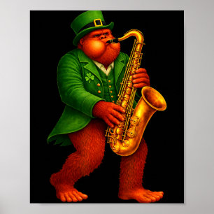 Poster Dia de São Patrício pé grande sasquatch tocando sa