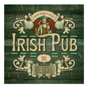 Pôster Dia de São Patrício Personalizado Funny Irish Pub