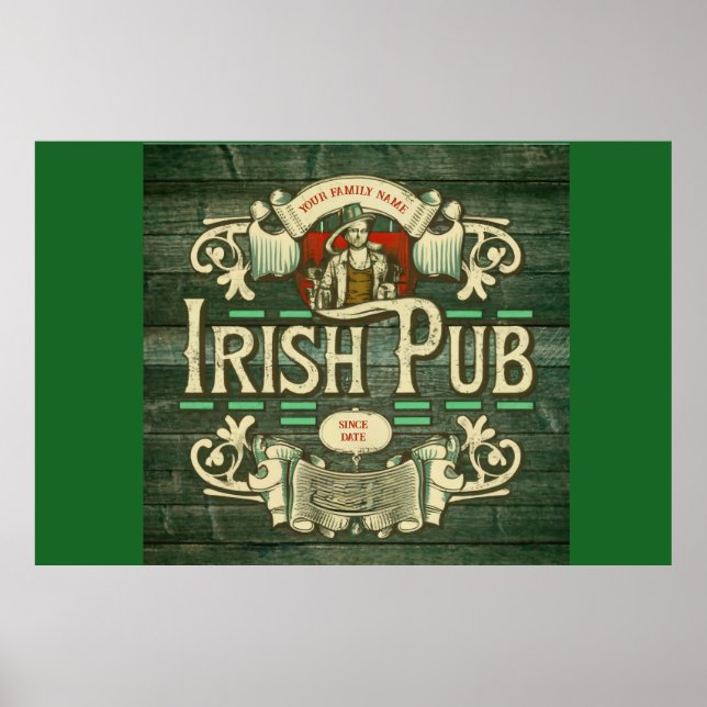 Poster Dia de São Patrício Personalizado Funny Irish Pub (Frente)