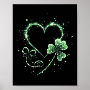 Poster Dia de São Patrício Shamrock Coração Irlandês St P