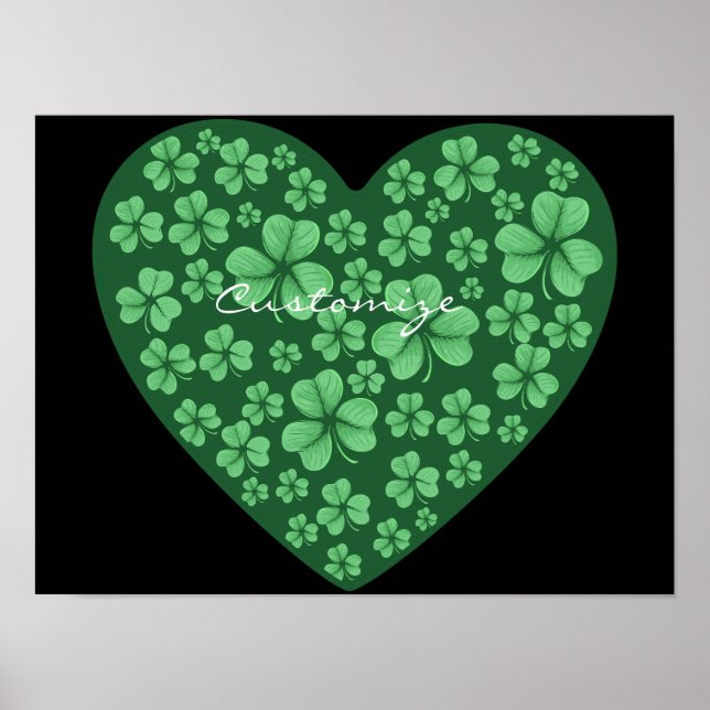 Poster Dia de São Patrício verde Shamrock (Frente)