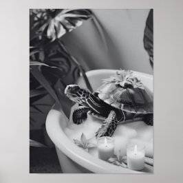 Poster Dia de Tartaruga Bonita, Arte De Banheiro Divertid