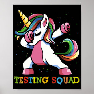 Poster Dia de Teste Dabbing Unicorn Testando Garotas de E