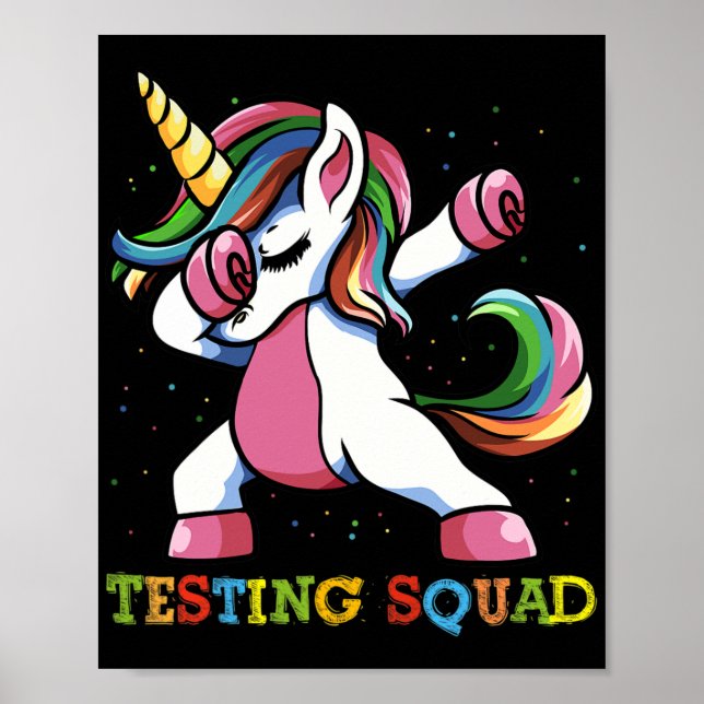 Poster Dia de Teste Dabbing Unicorn Testando Garotas de E (Frente)
