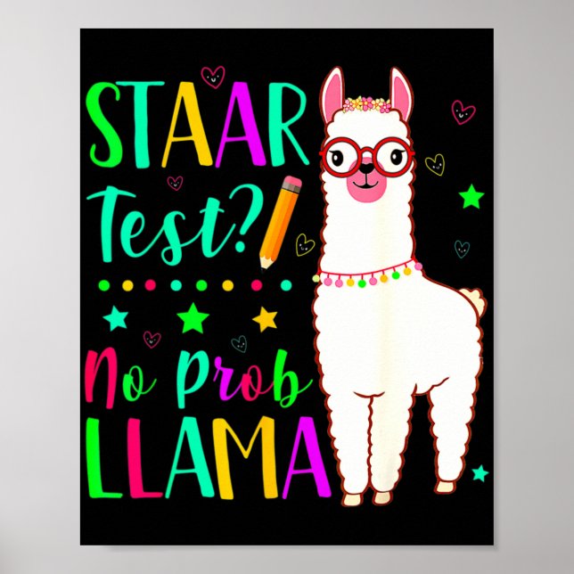 Poster Dia de Teste de Teste de Prob Llama Engraçado (Frente)
