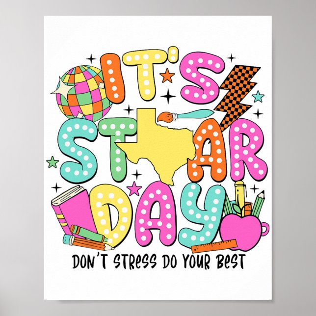 Poster Dia de Teste Não Estresse Faça Seu Melhor Professo (Frente)