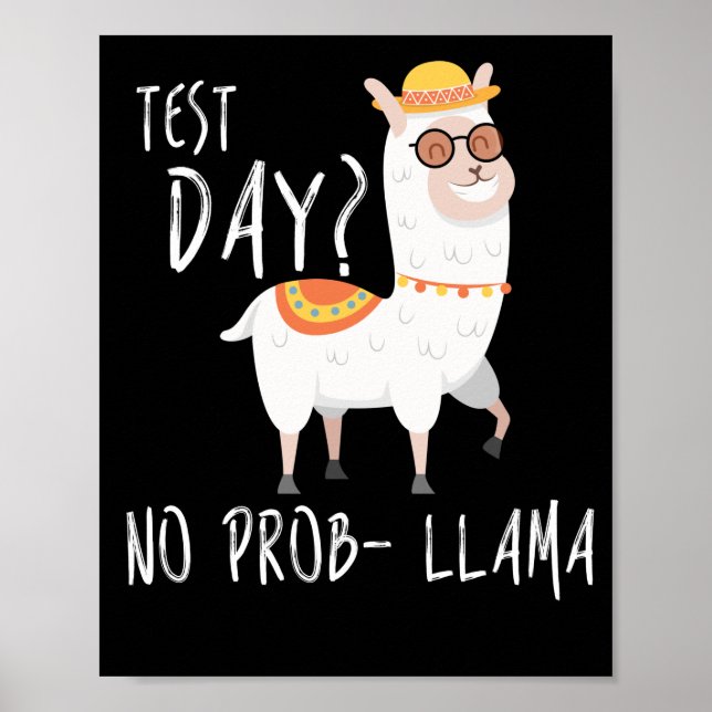 Poster Dia de Teste Sem Prob Llama Professora Ensinando E (Frente)