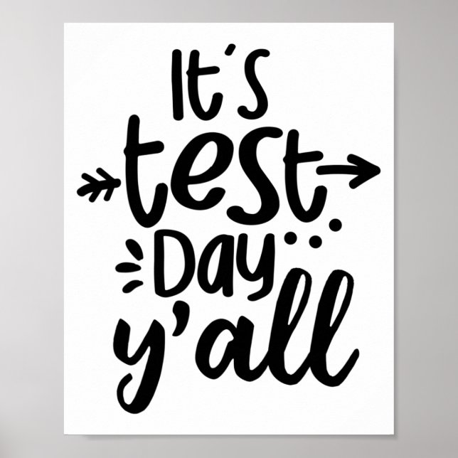 Poster Dia de Teste Yall Cute Test Day Para Professores (Frente)