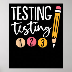 Poster Dia de Testes Negra para Professores do Jardim de