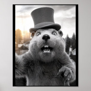 Poster Dia Divertido do Ground Hog Woodchuck Dia Divertid