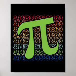 Poster Dia Divertido do Pi 3.14 Símbolo Pi Espiral Número