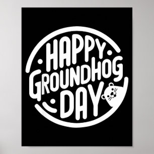 Poster Dia Divertido Feliz do Groundhog 2 de Fevereiro Fe