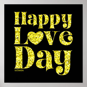 Poster DIA DO AMOR FELIZ dourado
