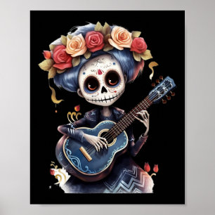 Poster Dia Do Crânio De Açúcar De Catrina Inspirado Morto