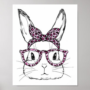 Poster Dia do Felz pascoa de Leopardo do Coelho Bonito