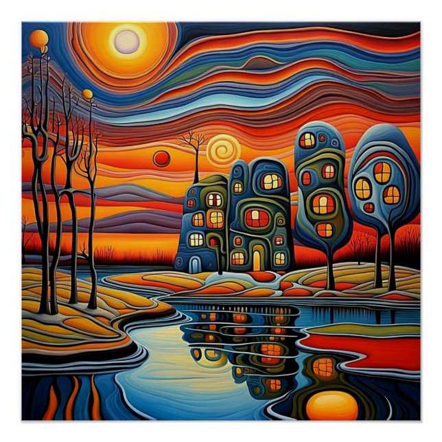 Pôster Dia do inverno no pôr do sol 9 (Frente)