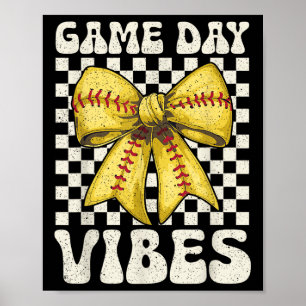 Poster Dia do Jogo Vibes Groovy Coquette Arco Softball Mu