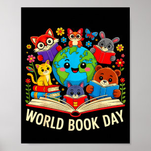 Poster Dia do livro leitura engraçada bookworm homens mul