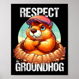 Poster Dia do Marmota Engraçado Exige Respeito