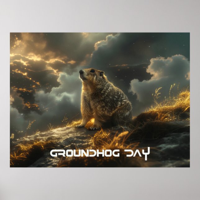 POSTER DIA DO MARMOTA - FELIZ DIA DO MARMOTA (Frente)