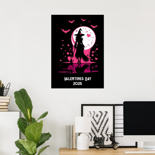 Poster Dia do Namorados de bruxa mágica rosa para downloa (Criador carregado)