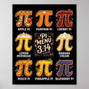 Poster Dia do Pi 3.14 Menu Pi Engraçado Torta de Frutas M