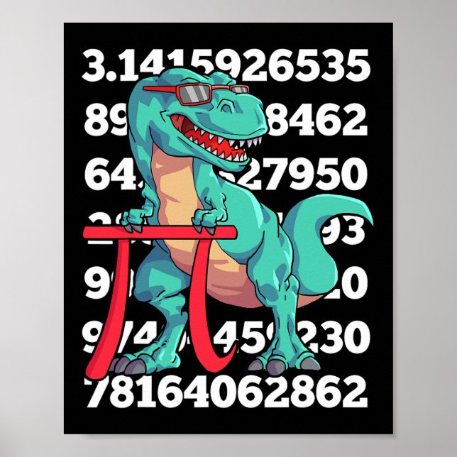 Poster Dia do Pi Dinossauro T Rex Matemática Divertida 3. (Frente)