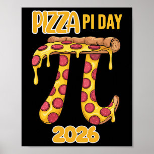 Poster Dia do Pizza Pi 2026 Retro Professor de Matemática