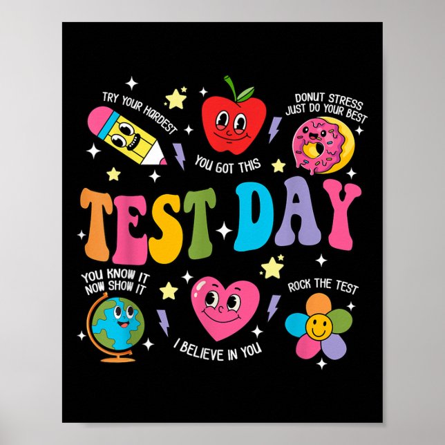 Poster Dia do Teste Rock O Teste Dia de Teste Motivaciona (Frente)