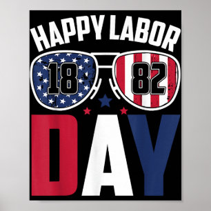 Poster Dia do Trabalhador Salva 1882 Bandeiras Americanas