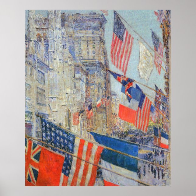 Pôster Dia dos Aliados, maio de 1917, por Childe Hassam,  (Frente)