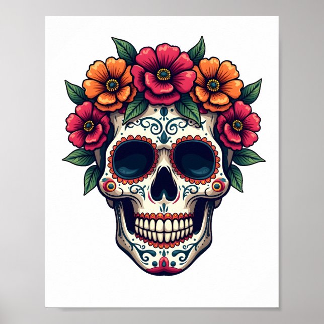 Poster Dia dos Mortos Caveira de Açúcar � Dia de los Muer (Frente)