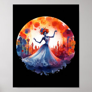 Poster Dia dos Mortos Da Catrina Lady Sugar Skull Dia De