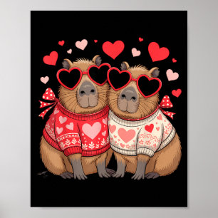 Poster Dia dos namorados adorável amante de capivara 