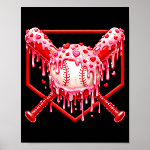 Poster Dia dos Namorados Beisebol Meninos Sorvete Gotejam