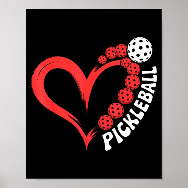 Poster Dia dos namorados coração de pickleball  (Frente)