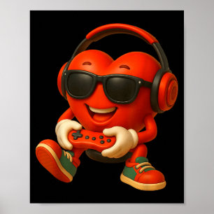 Poster Dia dos Namorados Coração Gamer Vídeo Jogos Menino