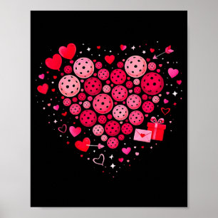 Poster Dia dos namorados de coração de amor de pickleball