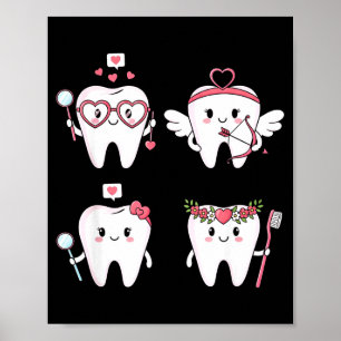 Poster dia dos namorados dentista dente engraçado dental