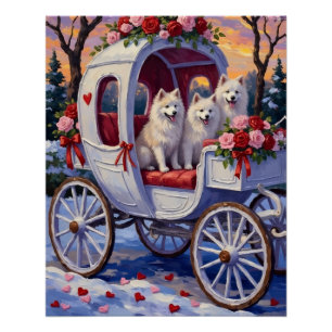 Pôster Dia dos Namorados do Cão Samoyed
