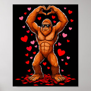 Poster Dia dos Namorados engraçado Bigfoot Coração Soltei
