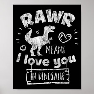 Poster Dia dos Namorados T-rex Rawr Significa Eu Te Amo E