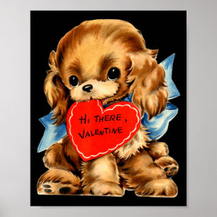 Poster Dia dos Namorados Vintage Retro Cachorro Dia dos N