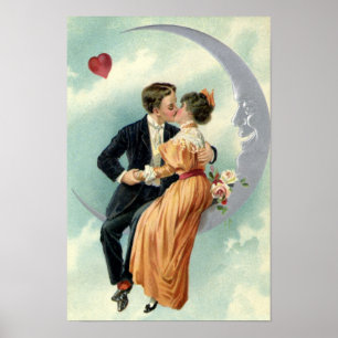 Poster Dia dos Namorados Vintage Vitoriano Amor e Romance