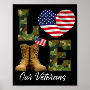 Poster Dia dos Nossos Veteranos Bandeira Americana Milita