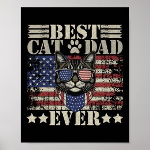 Poster Dia dos Pais Patriótico Pai Gato Papai Gato Engraç